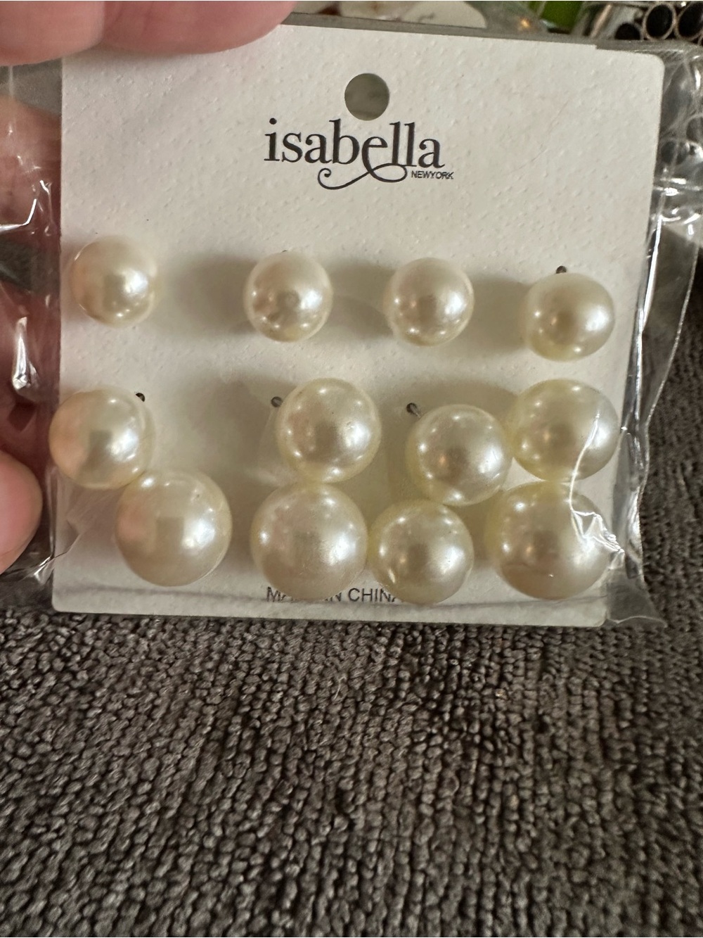 Abella Pearl-Effect Stud Earring Set in Ivory Pearl